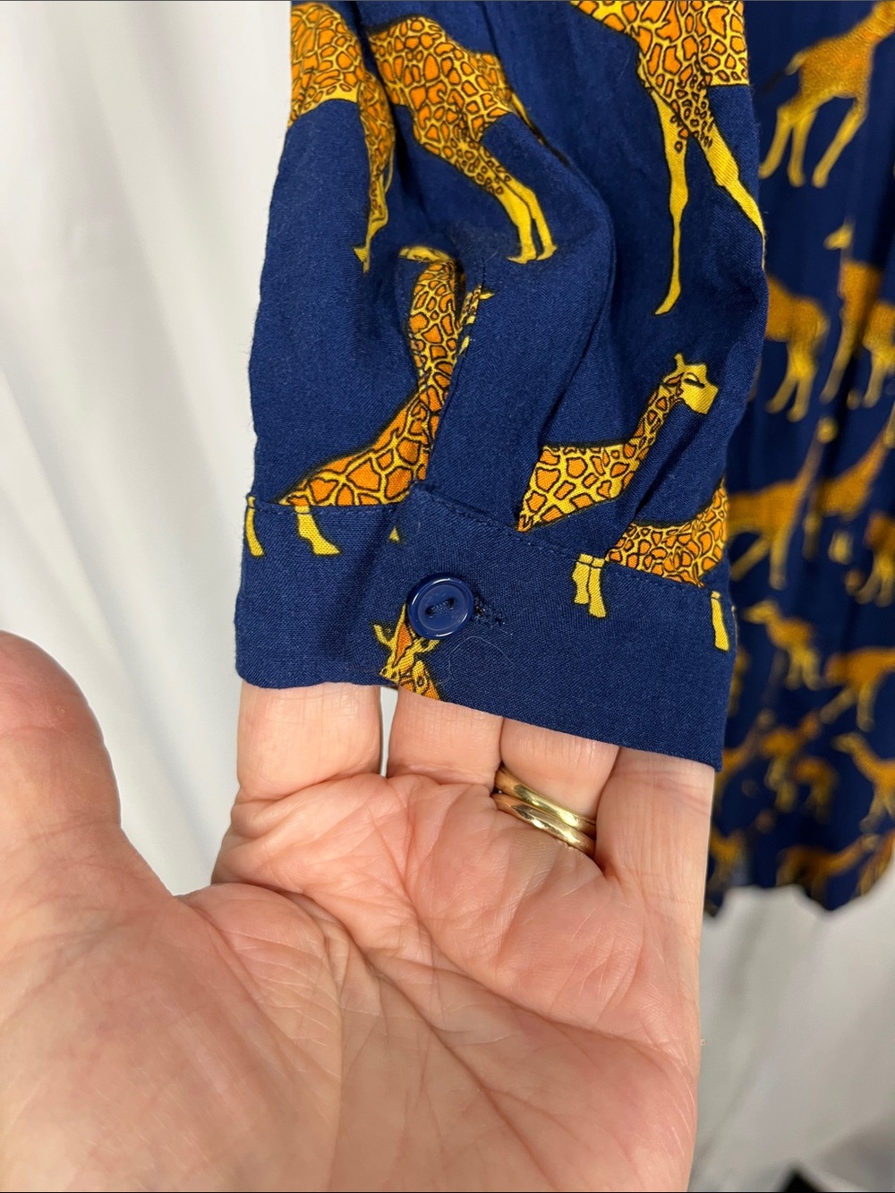 Sugar Hill Shirt Dress The Reva 10 Navy Gold Giraffe Print Belt 100% Viscose EUC - Picture 4 of 10